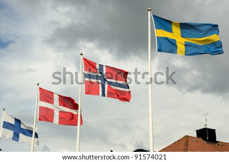 stock photo : Scandinavian Flags