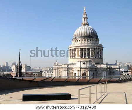 St Pauls Cathedral from rooftop viewing platform of  One New Change in London