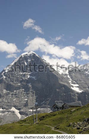 North Face of the Eiger above the Mannlichen footpath in Switzerland