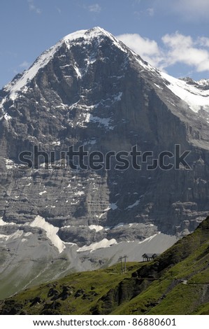 North Face of the Eiger above the Mannlichen footpath in Switzerland