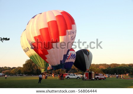 LISLE, IL - JULY 3: Hot Air Balloons prepare for takeoff at the Annual Hot Air Balloon Festival \