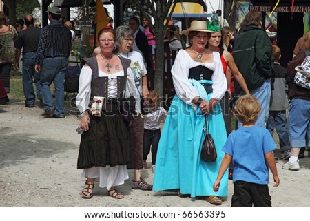 KENOSHA, WI - SEPTEMBER 4: People dressed in medieval costumes at the annual Bristol Renaissance Faire on September 4, 2010 in Kenosha, WI