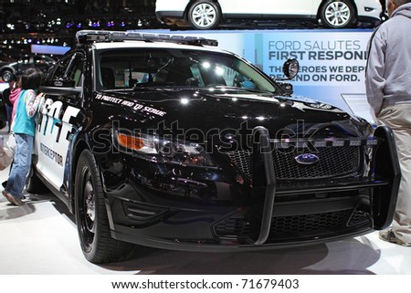 CHICAGO, IL - FEBRUARY 20: Ford Police Interceptor 2011 model at the International auto-show on February 20, 2011 in Chicago, IL