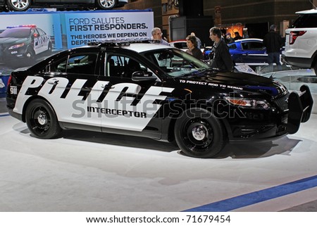 CHICAGO, IL - FEBRUARY 20: Ford Police Interceptor 2011 model at the International auto-show on February 20, 2011 in Chicago, IL