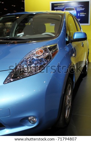 CHICAGO, IL - FEBRUARY 20: Nissan Leaf electric model 2011 at the International auto-show on February 20, 2011 in Chicago, IL