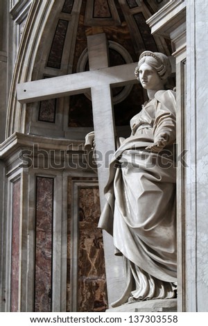 ROME - APRIL 4 : Interior of the Saint Peter Cathedral in Vatican on April 4, 2013 in Rome, Italy. St. Peter\'s Basilica is considered as the largest Christian church in world.