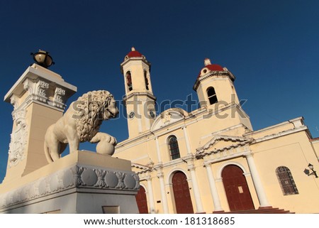 Lion and church of Cienfuegos Lion and church of Cienfuegos