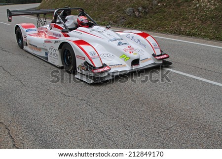 CHAMROUSSE, FRANCE, AUGUST 23, 2014 : Training for the annual uphill race of Chamrousse. Hillclimbing is a branch of motorsport in which drivers compete against the clock to complete an uphill course.