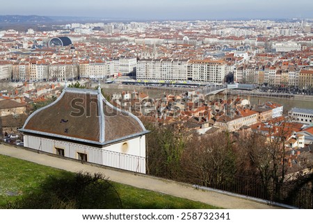 LYON, FRANCE, March 7, 2015 : Lyon is France\'s third largest city after Paris and Marseille, butwith its suburbs Lyon forms the 2nd-largest urban area in France with a population of 2 millions.