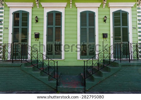 NEW ORLEANS, LOUISIANA, May 5, 2015 : Wood house in the French Quarter. French Quarter, also known as the Vieux Carre, is the oldest neighborhood in the city of New Orleans.