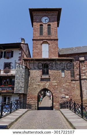 ST-JEAN PIED DE PORT, FRANCE, June 26, 2015 : The town is a starting point for the Camino Frances, the most popular option for traveling to Santiago through Spain, and appears in the movie \