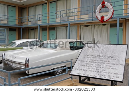 MEMPHIS, TENNESSEE, May 11, 2015 : National Civil Rights Museum is built around the former Lorraine Motel, where Martin Luther King was assassinated on April 4, 1968 at the second-floor balcony.