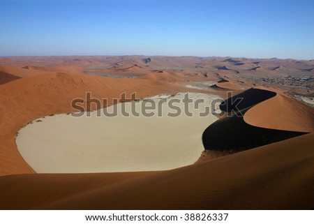 Namib desert deadvlei seen from the top of the dunes