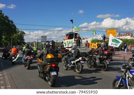 LYON, FRANCE, JUNE 18 - Motorcyclists demonstrate against the new laws of road Safety, in Lyon, France, on June, 18, 2011