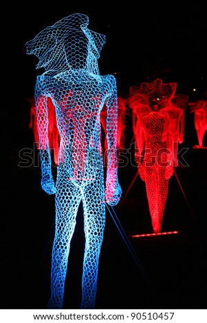 LYON, FRANCE - DECEMBER 9 : The annual Festival of Lights takes place in the streets of the city of Lyon, on December 9, 2011 in Lyon, France