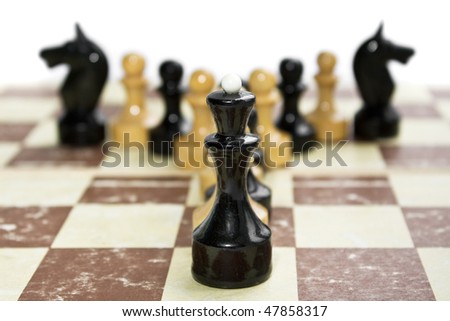 old chess on old paper board