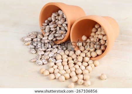 white beans in the pots