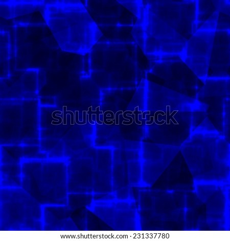 Bright blue square stains. Dark endless blue marble background in deep colors
