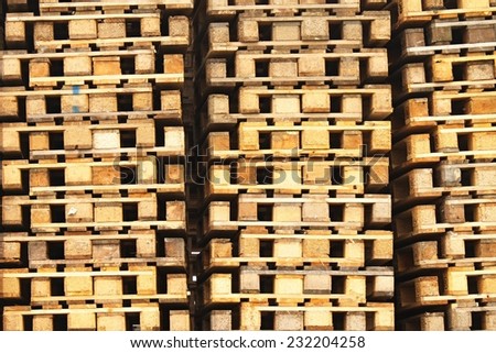 Outside stock of old manufactured wooden standard  euro pallets