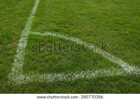 Field corner of outdoor  football playground, natural grass turfs