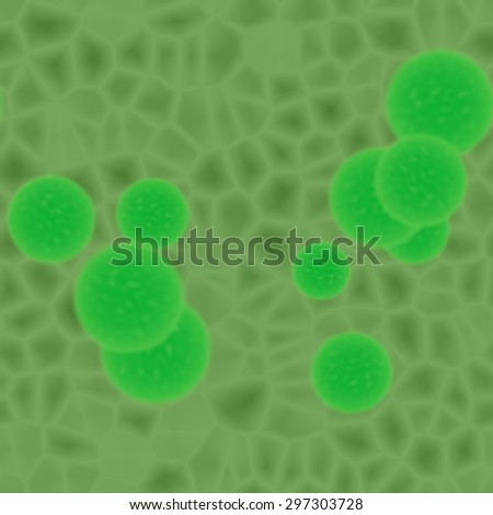 Dangerous green bacterias or virus spheres in dirty water