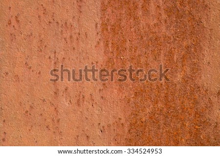 Metal red corrosion. Orange gentle structure of oxidation on welded seam.