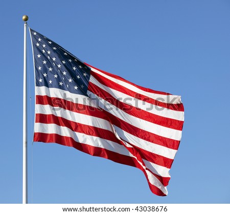 american flag waving in wind. of American flag waving in
