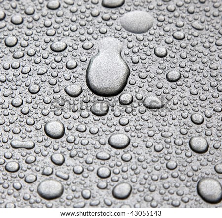 Raindrops on metallic surface