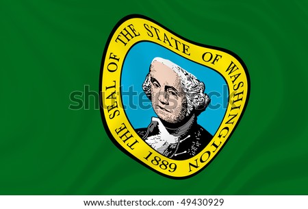 Illustration of Washington state flag waving in the wind