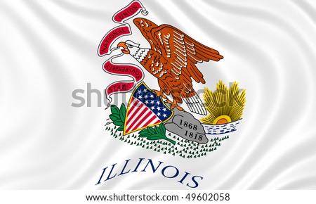 Illustration of Illinois state flag waving in the wind