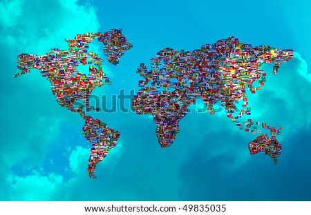 World+flags+map