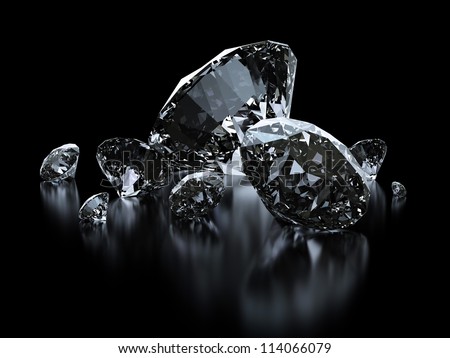 Luxury diamonds on black backgrounds - clipping path included - stock photo