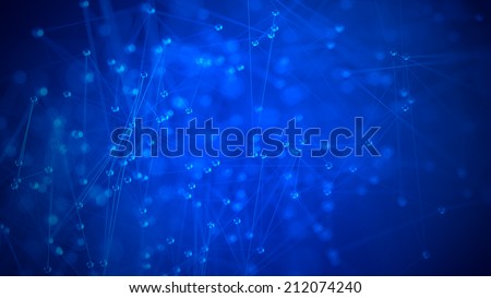 Molecular structure illustration close up blue background