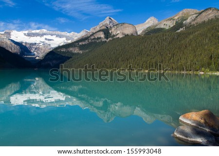 Scenic Lake Louise and beautiful mountain reflection in Lake Louise Alberta