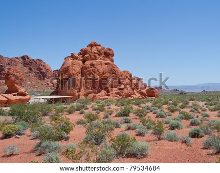 Rest stop in Valley of Fire in Nevada