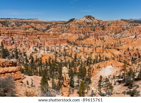 Scenic landscape view Bryce Canyon from the rim walk