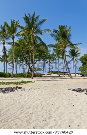 Path to the beach on a resort beach on the Kona coast of the Big Island of Hawaii