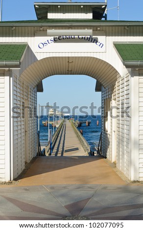 Pleasure pier in the seaside resort Goehren on the island of Ruegen, Baltic Sea