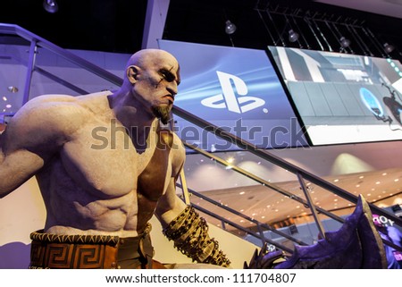 LOS ANGELES - JUNE 8: Kratos from God of War for PlayStation 3 at Sony\'s stand during E3 2012, world video games Expo June 8, 2012 in Los Angeles, CA