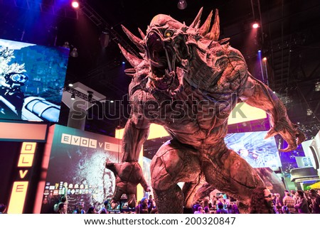 LOS ANGELES - JUNE 12: giant monster promoting Evolve at 2k booth at E3 2014, the Expo for video games on June 12, 2014 in Los Angeles