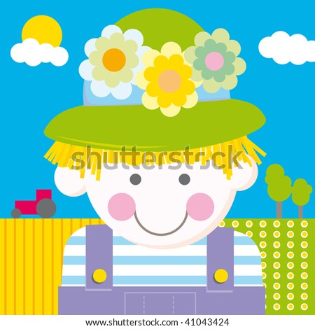 stock vector : Farm girl cartoon girl farmer. stock vector : Farm girl