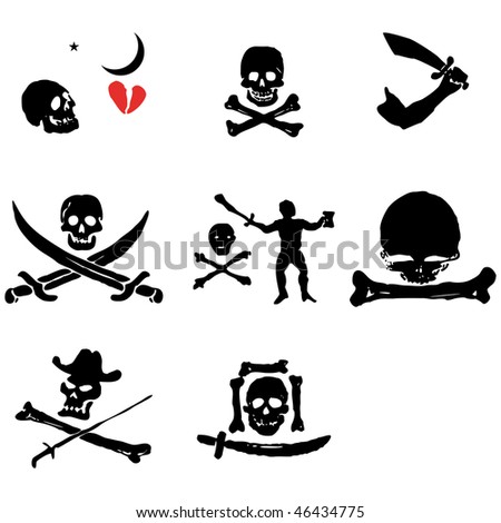 skull and crossbones tatoos. skulls and ones vector