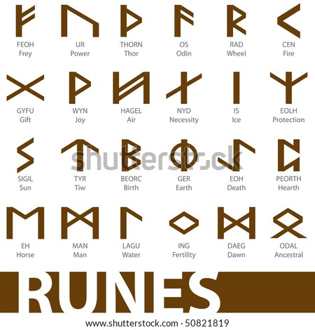stock vector Set ancient runes vector illustration icons symbols
