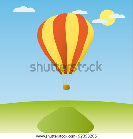 Hot air balloon in the blue sky