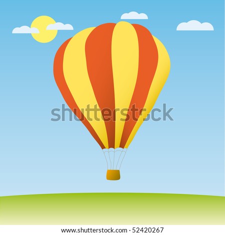 Hot air balloon in the blue sky vector illustration