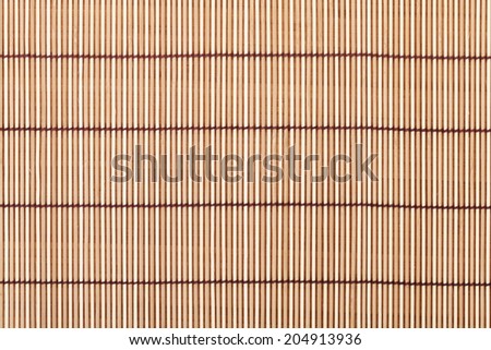 Japanese cooking mat over bamboo table with copy space