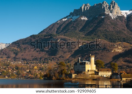 An ancient castle at the foot of the Alps in Duingt, France