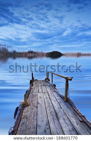 vertical landscape of blue lake