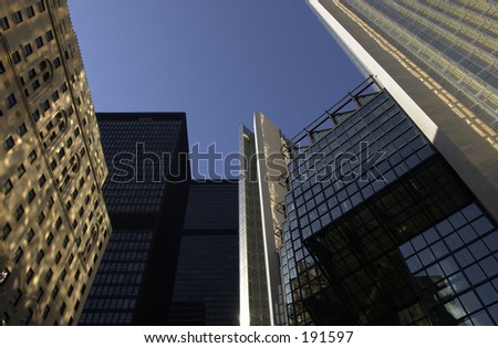 Low angle view of sky scrapers,  Toronto,  Canada