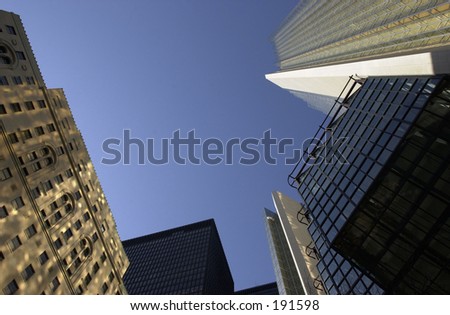 Low angle view of sky scrapers,  Toronto,  Canada